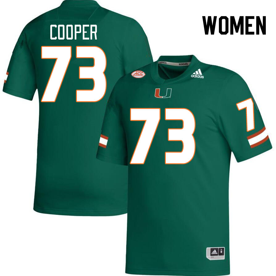 Women #73 Anez Cooper Miami Hurricanes College Football Jerseys Stitched-Green